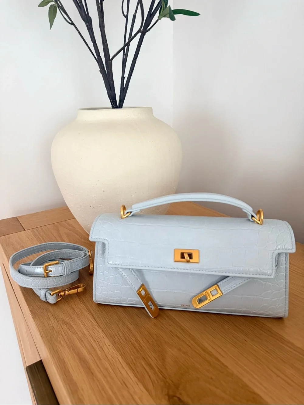 JW PEI Brandnew Noor  Crossbody / Handbag Bag in Blue Croc with Gold Hardware